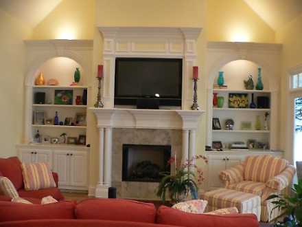 Custom Fireplace, Mantle and Bookcase