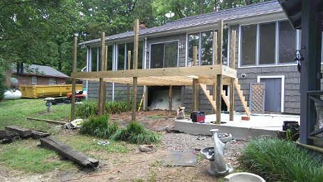 Construction phase of deck off bonus room