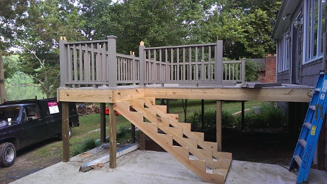 Deck off bonus room  being painted