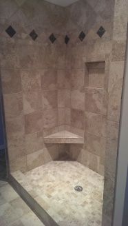 Finished master shower seat