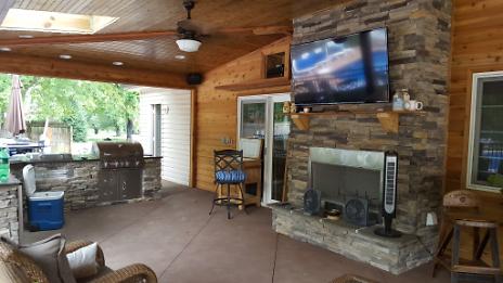 Outdoor Fireplace and Kitchen